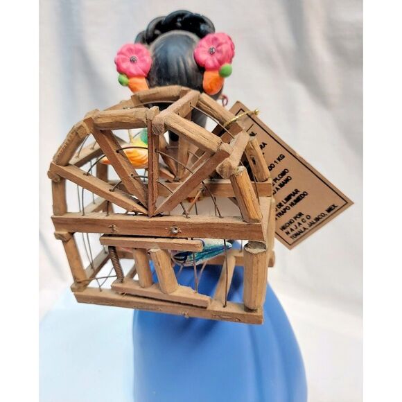 Najaco Lupita Doll Ceramic Figurine Statue Carrying Bird Cage with Birds - Picture 3 of 8